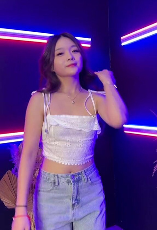 Hottie eunicetjoaa Shows Cleavage in White Crop Top