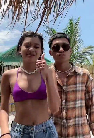 Amazing Eya Borja Shows Cleavage in Hot Violet Bikini Top