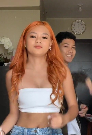 Sweetie Eya Borja Shows Cleavage in White Tube Top