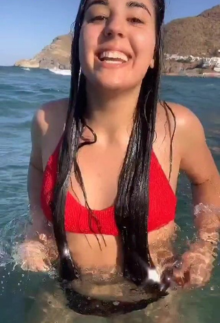 1. Irresistible Laura López in Red Bikini Top in the Sea