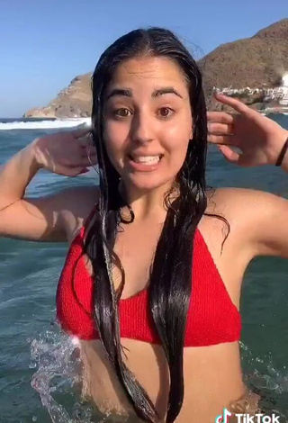 Irresistible Laura López in Red Bikini Top in the Sea