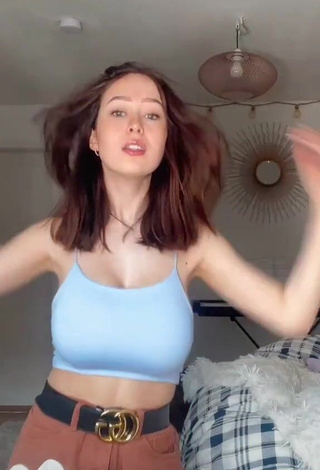 1. Hottie Laura Sophie Shows Cleavage in Blue Crop Top