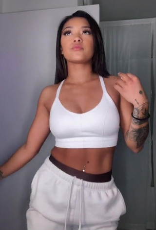 1. Cute Leilani Green in White Crop Top