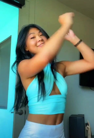 Hot Lily Hirata in Blue Crop Top