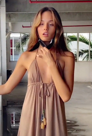 Erotic Makayla Storms in Beige Sundress