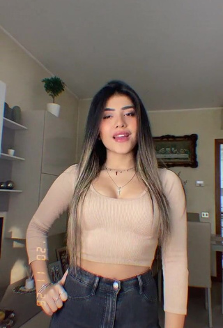 Hot Melissa Tejada in Beige Crop Top