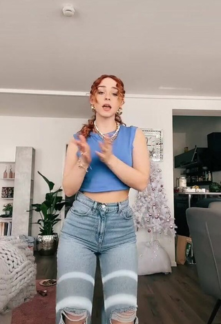 Hot Annika Sofie in Blue Crop Top