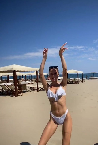 3. Pretty Martina Picardi in White Bikini at the Beach