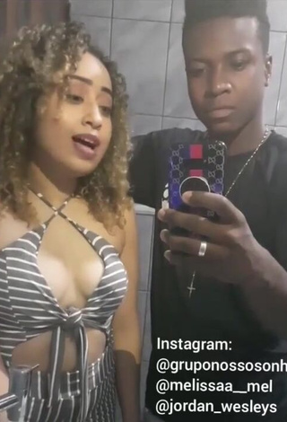 1. Erotic Jordan e Mel Shows Cleavage in Striped Dress (Side Boob)