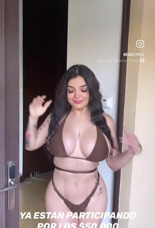 1. Captivating Karely Ruiz Shows Cleavage in Brown Bikini and Bouncing Boobs (Side Boob)