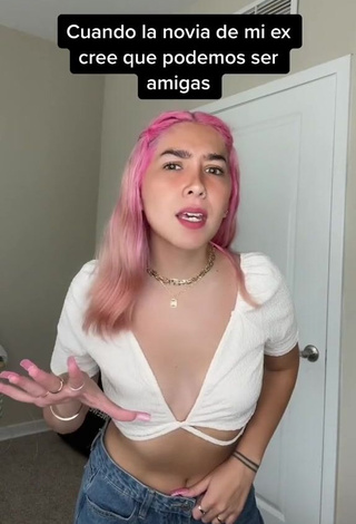 1. Sweetie Lily Garcia Shows Cleavage in White Crop Top (Side Boob)