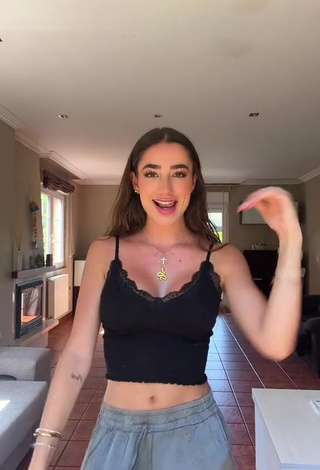 Lola Moreno Marco Shows Cleavage in Sexy Black Crop Top