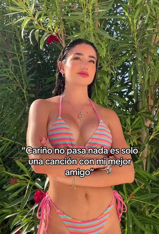 1. Hot Lola Moreno Marco Shows Cleavage in Striped Bikini (Side Boob)