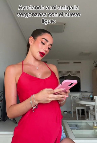 1. Sexy Lola Moreno Marco Shows Cleavage in Red Dress