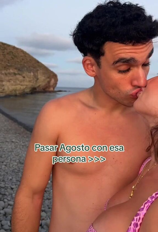 3. Sweetie Lola Moreno Marco Shows Cleavage in Pink Bikini Top at the Beach