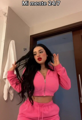 Hottie Marlene Santana Shows Cleavage in Peach Crop Top