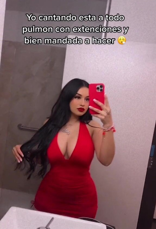 Magnificent Marlene Santana Shows Cleavage in Red Dress (Side Boob)