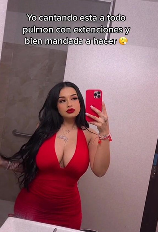 3. Magnificent Marlene Santana Shows Cleavage in Red Dress (Side Boob)