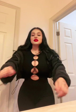 Beautiful Marlene Santana Shows Cleavage in Sexy Black Overall (Side Boob)