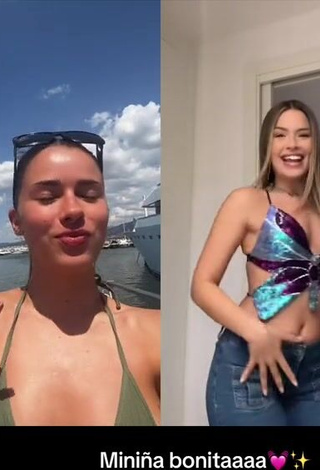 Erotic Mar Lucas Vilar Shows Cleavage in Olive Bikini Top