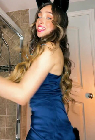 Beautiful McKenzi Brooke Shows Cleavage in Sexy Blue Dress