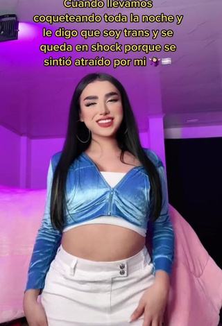 Mirandah Shows Cleavage in Erotic Blue Crop Top