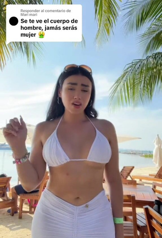 3. Cute Mirandah Shows Cleavage in White Bikini Top (Underboob, Side Boob)