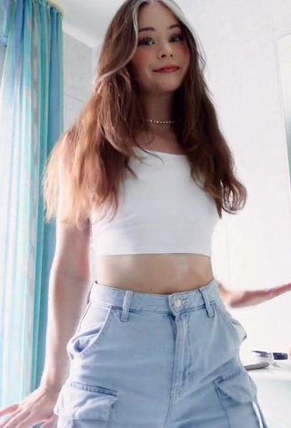 Hottest Nadine Breaty in White Crop Top