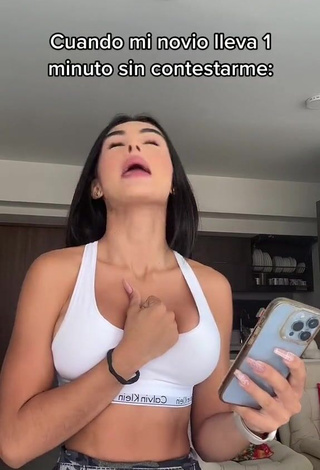 Irresistible priv_mav Shows Cleavage in White Sport Bra