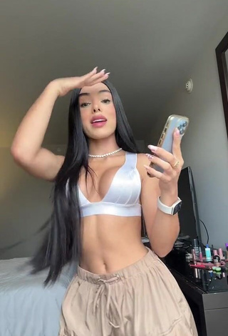 1. priv_mav Shows Cleavage in Alluring White Crop Top (Side Boob)