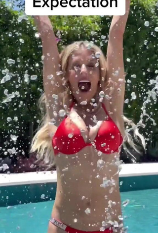 3. Erotic Rebecca Zamolo Shows Cleavage in Red Bikini at the Swimming Pool (Side Boob)