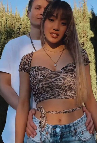 3. Beautiful Sky & Tami Shows Cleavage in Sexy Leopard Crop Top