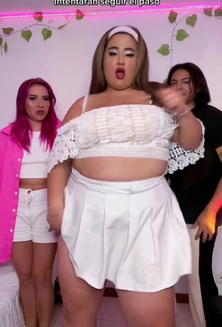 3. Maleja Rodriguez Looks Cute in White Crop Top (Upskirt)