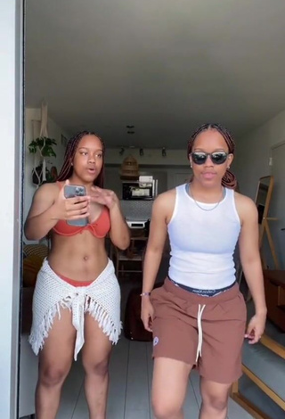 Pretty Treona & Trechelle Andino Shows Cleavage in Crop Top