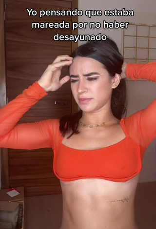 Sweet Tammy Parra Shows Cleavage in Cute Orange Crop Top