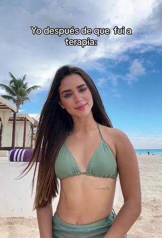 1. Irresistible Tammy Parra Shows Cleavage in Olive Bikini Top at the Beach