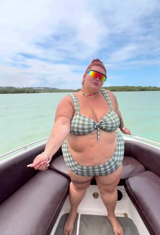 1. Thais Carla Shows Cleavage in Sexy Checkered Bikini on a Boat