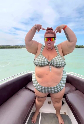 3. Thais Carla Shows Cleavage in Sexy Checkered Bikini on a Boat