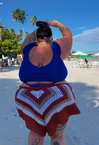 Thais Carla Shows Cleavage in Sexy Blue Crop Top at the Beach