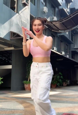 Fine Vanessa Kate Alvarez Shows Cleavage in Sweet Pink Crop Top