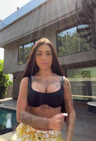 3. Alluring Mirella xbadmix Shows Cleavage in Erotic Black Sport Bra and Bouncing Boobs