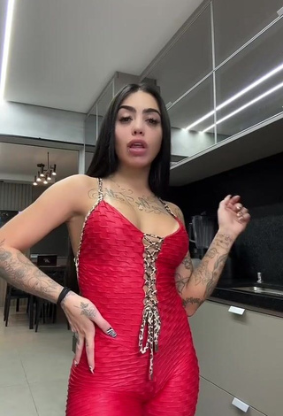 1. Captivating Mirella xbadmix Shows Cleavage in Red Overall