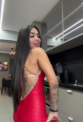 3. Captivating Mirella xbadmix Shows Cleavage in Red Overall