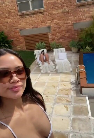 3. Sexy Sarah Magusara in White Bikini at the Swimming Pool