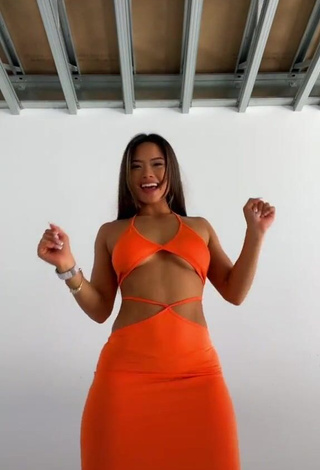 Hot Sarah Magusara in Orange Dress