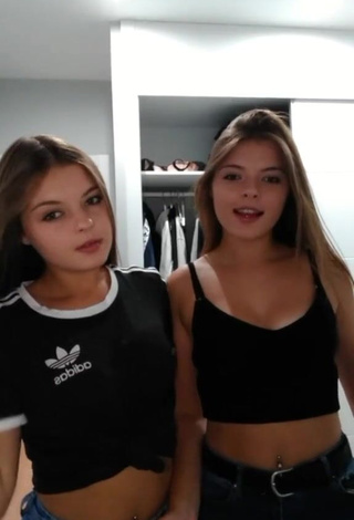 1. Hot Tania & Nastia in Black Crop Top