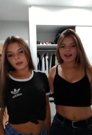 Hot Tania & Nastia in Black Crop Top