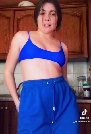 Erotic Vanessa Ticalli in Blue Crop Top