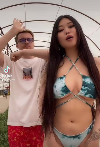 Sweet Ayushieva Erzhena in Cute Bikini and Bouncing Tits (Underboob)