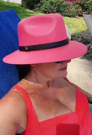 1. Erotic Erika Buenfil Shows Cleavage in Red Swimsuit